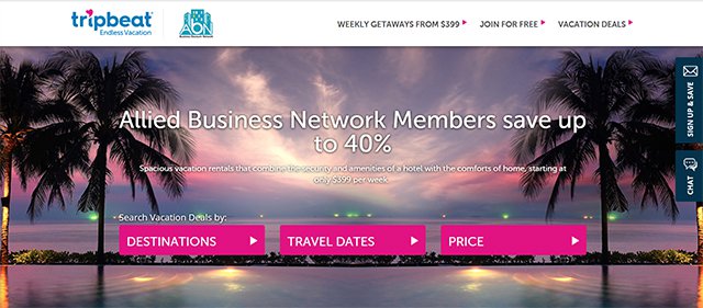 Tripbeat landing page