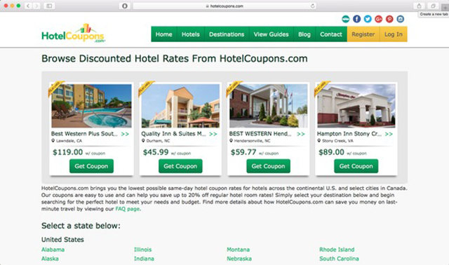 hotelcoupons travel website